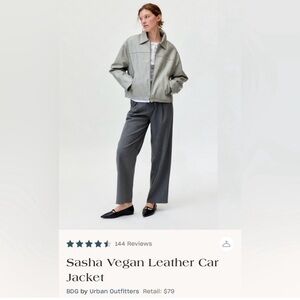 BDG Sasha Vegan Leather Jacket - Light Gray